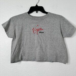 Virgin Miami Women's Cropped Tee Top Gray Size Large see it, heard it, wear it